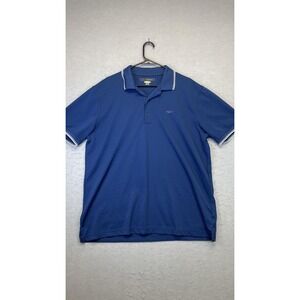 Greg Norman Polo Shirt Mens XL‎ Blue Play Dry Shark Logo Golf Performance Pique
